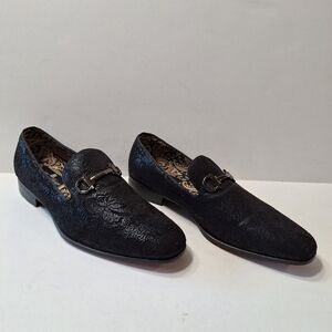 After Midnight Men's Black Tone On Tone Paisley Loafers Dress Shoes Size 8